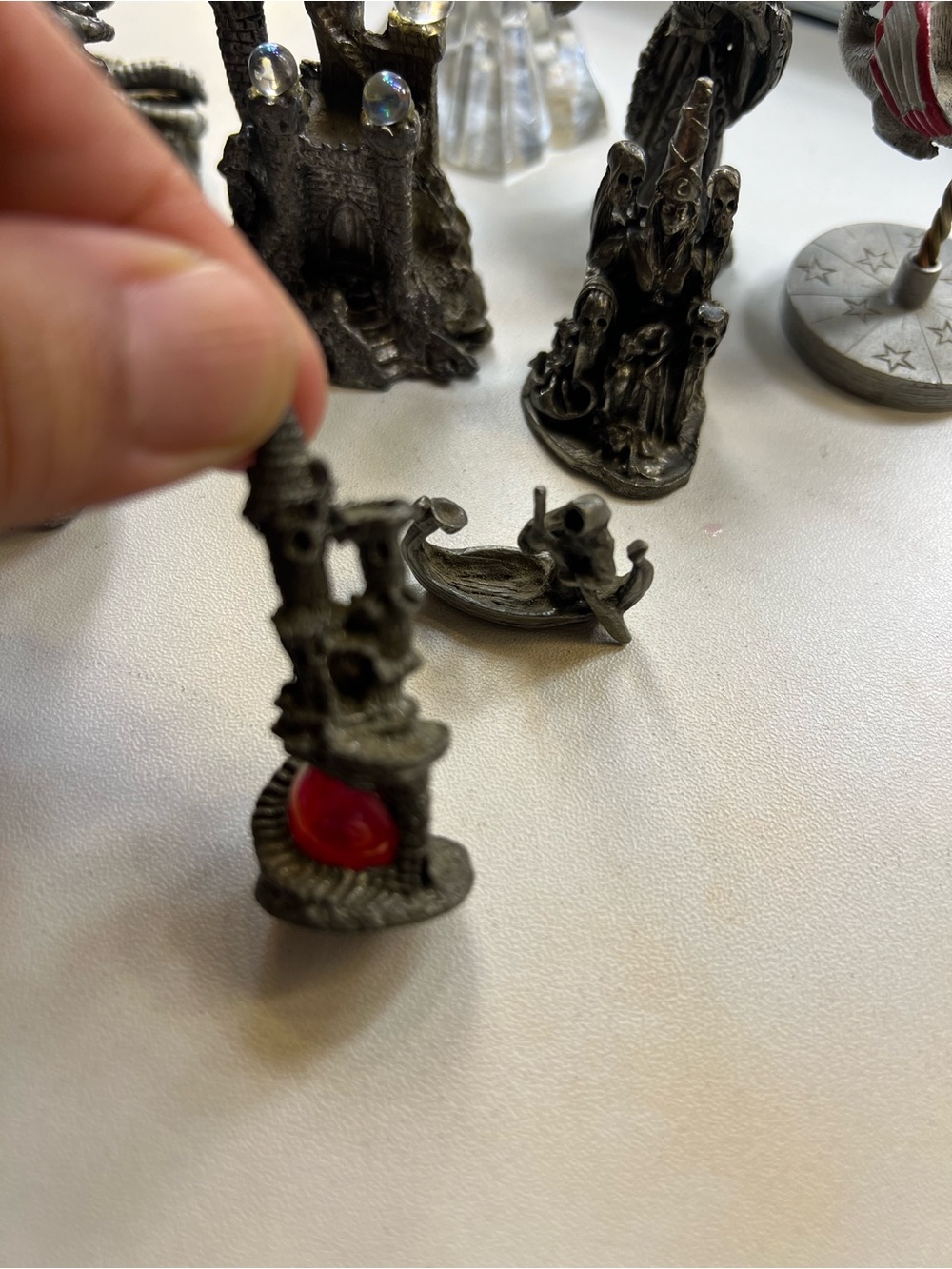 Pewter Fantasy Dragon Figurine Set with Accents - Metallic Gray - Picture 9 of 16